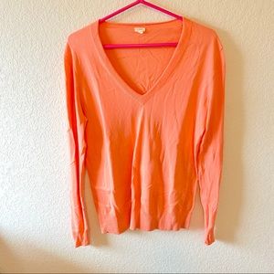 💗 JCREW Coral Cotton V Neck Sweater